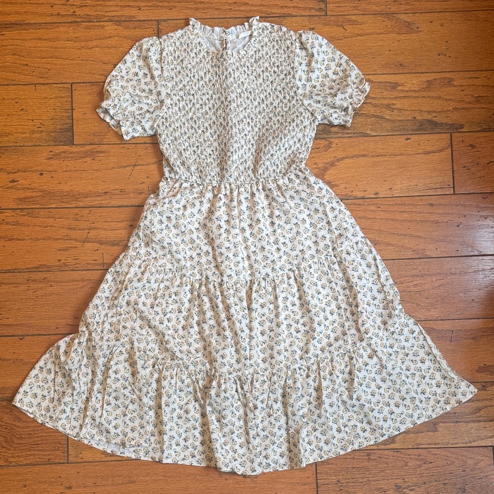 Hayden Girls Smocked Bodice Short Sleeved Tiered Midi Dress